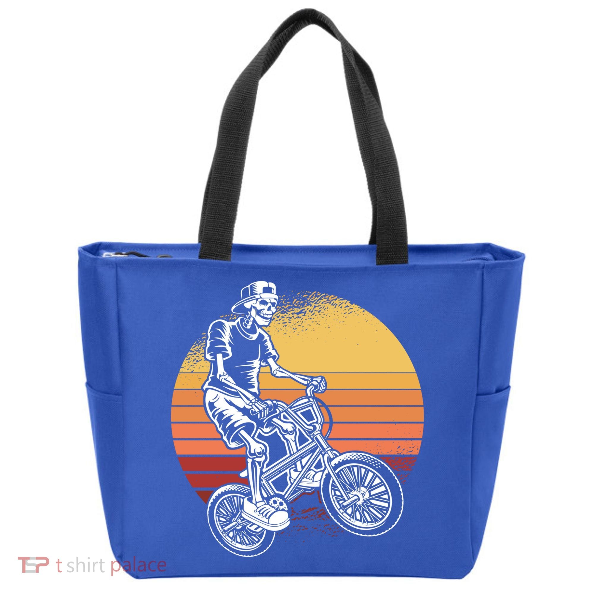 Skeleton Biking Lazy Halloween Costume Retro Bicycle Cute Gift Tote Bag