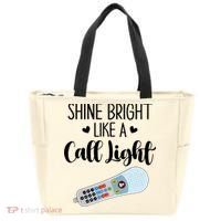 Shines Bright Like Call Light Funny Nurse Aide ER ICU Nurse Tote Bag thumb 0