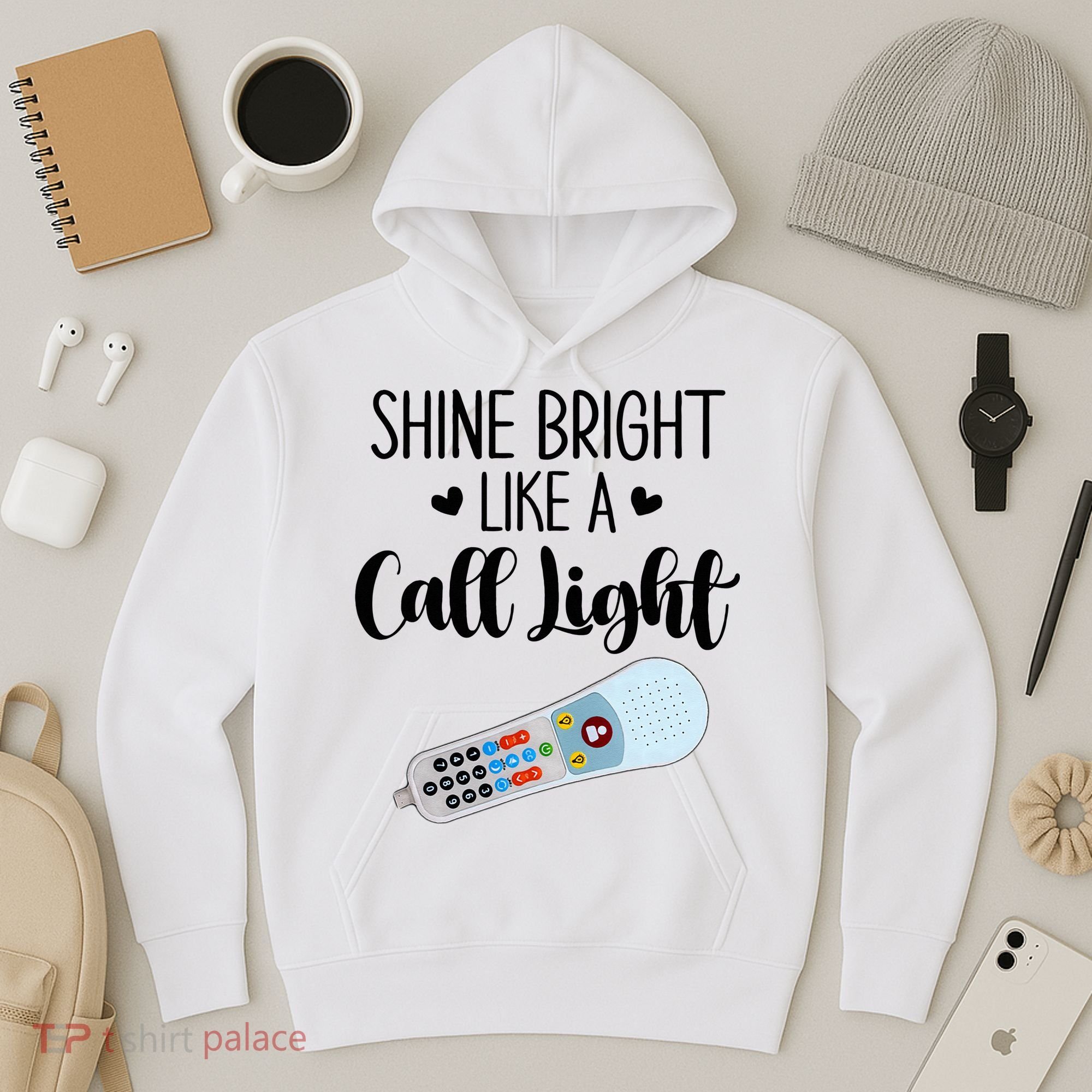 Shines Bright Like Call Light Funny Nurse Aide ER ICU Nurse Hoodie
