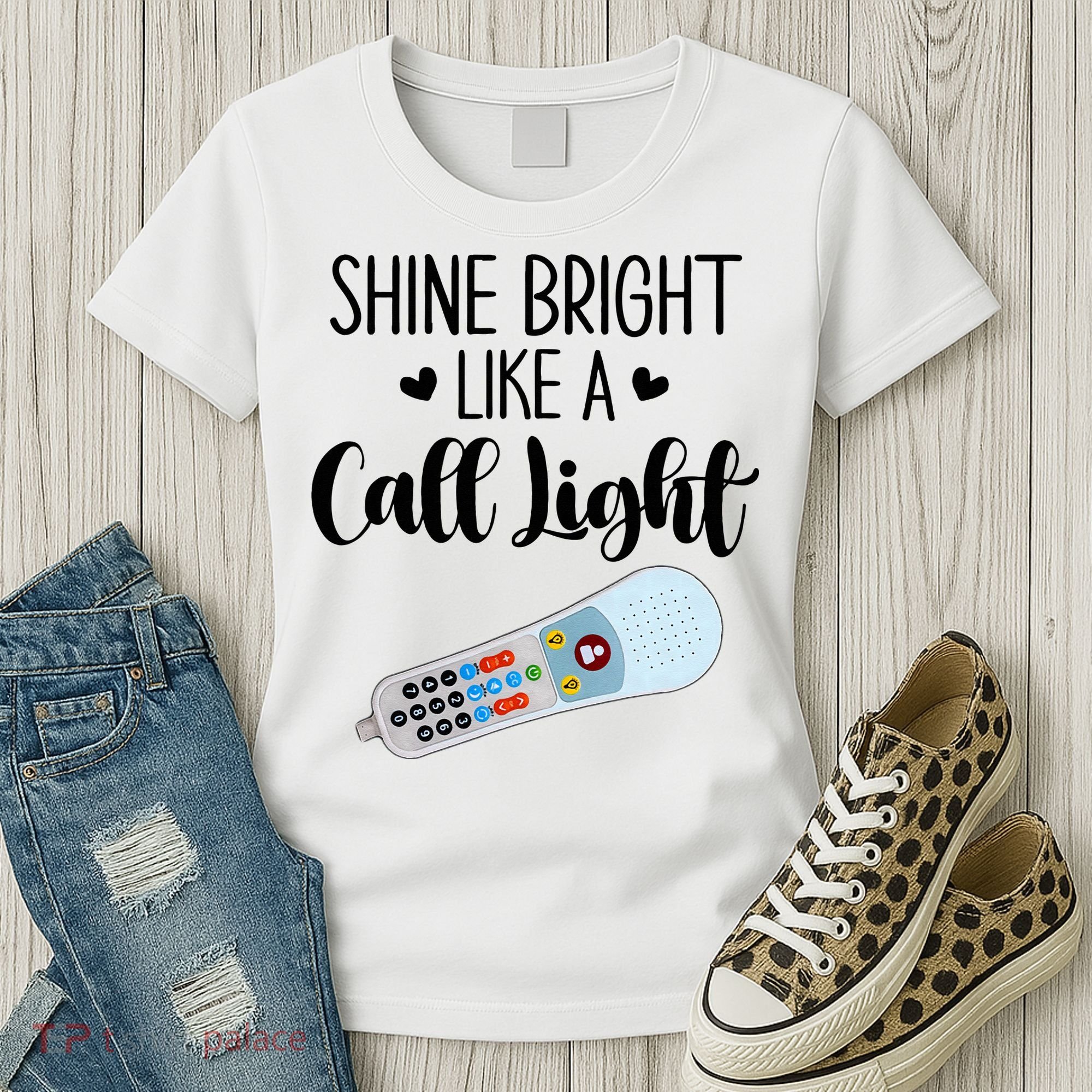 Shines Bright Like Call Light Funny Nurse Aide ER ICU Nurse Women's T-Shirt