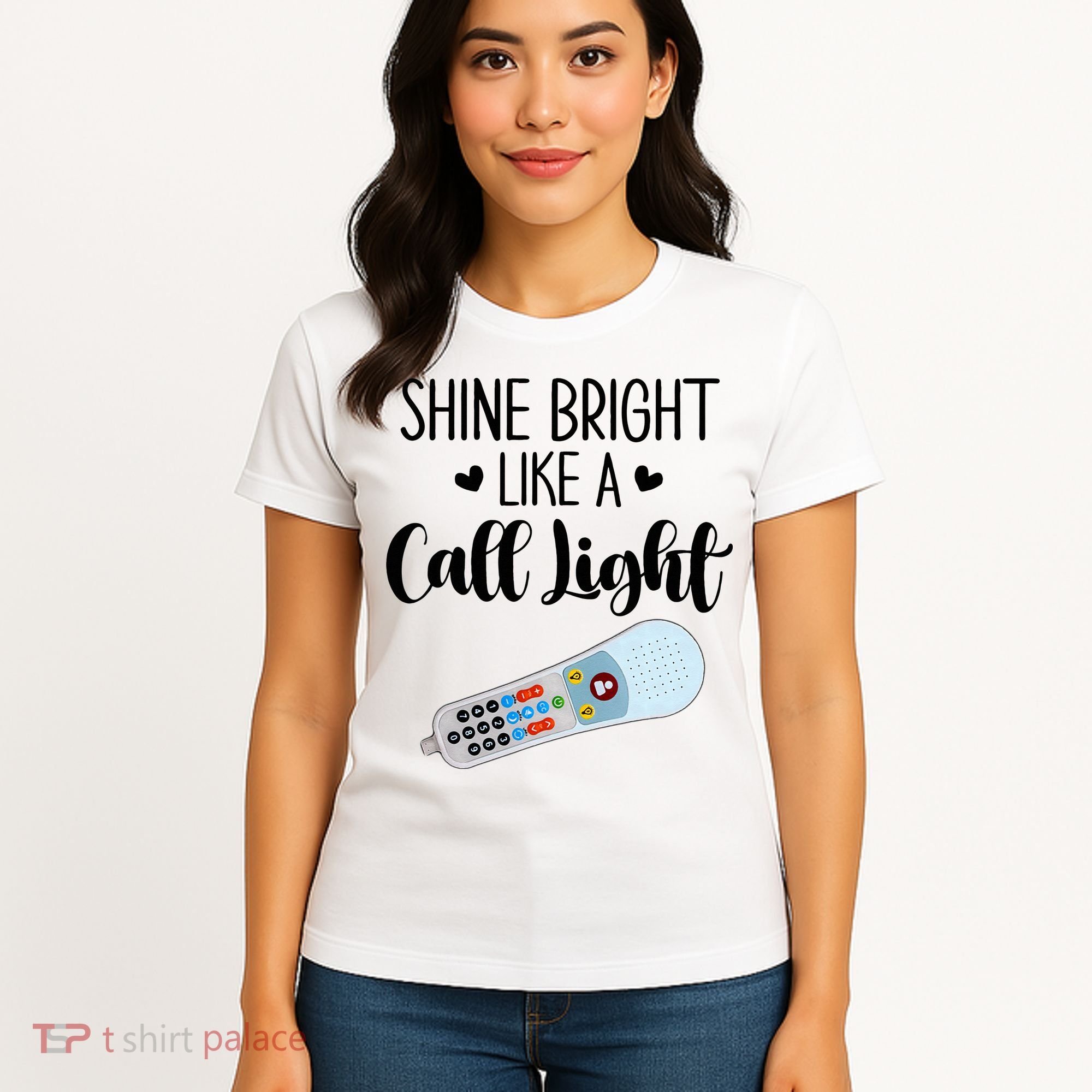 Shines Bright Like Call Light Funny Nurse Aide ER ICU Nurse Women's T-Shirt