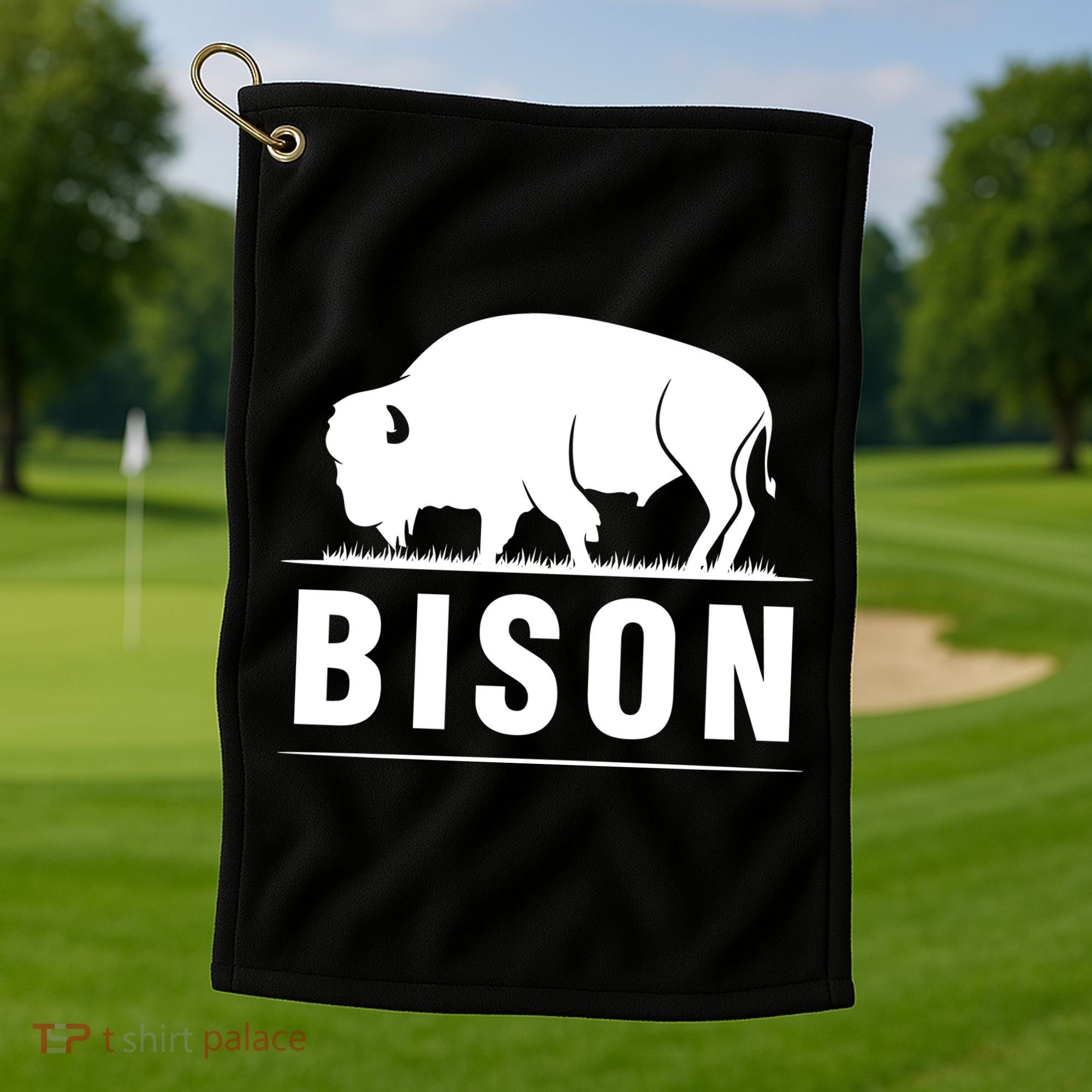 Simple Bison Logo Golf Towel