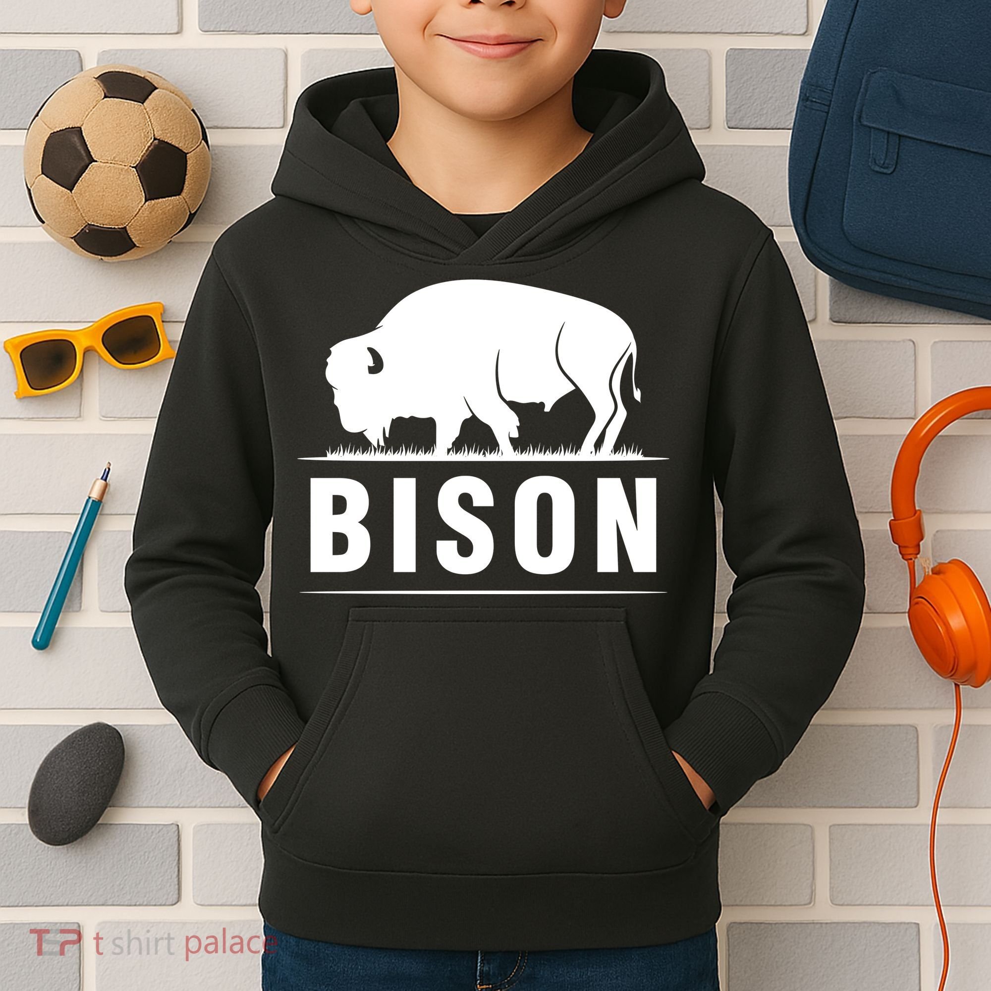 Simple Bison Logo Kids Hoodie