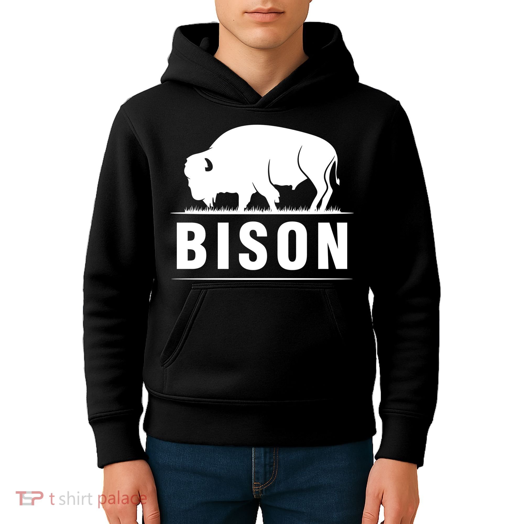 Simple Bison Logo Kids Hoodie