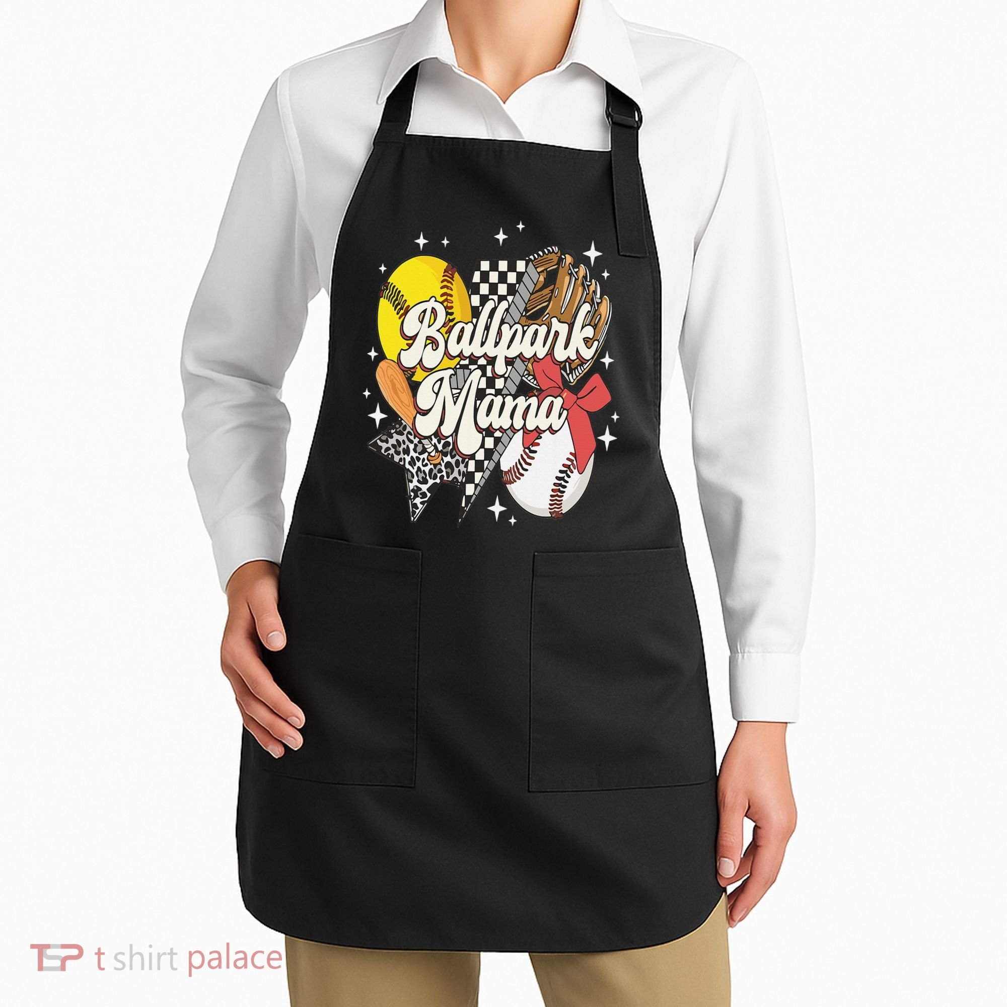Softball Baseball Mama Game Day Ballpark Mama Mothers Day Apron