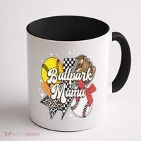 Softball Baseball Mama Game Day Ballpark Mama Mothers Day Coffee Mug thumb 1