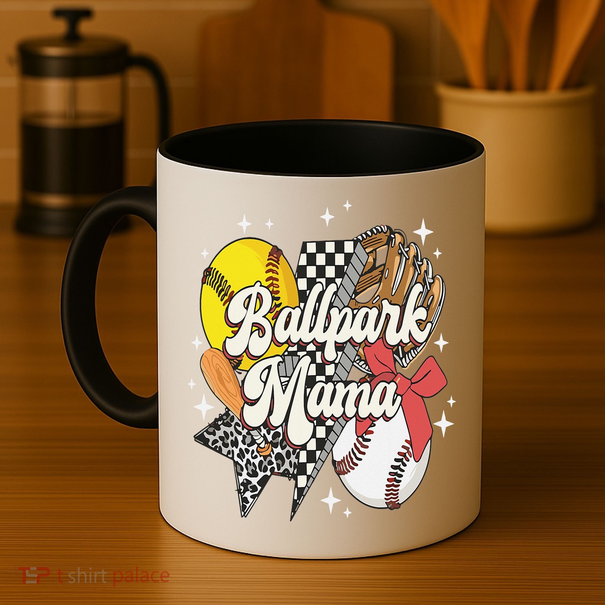 Softball Baseball Mama Game Day Ballpark Mama Mothers Day Coffee Mug