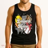 Softball Baseball Mama Game Day Ballpark Mama Mothers Day Tank Top thumb 3