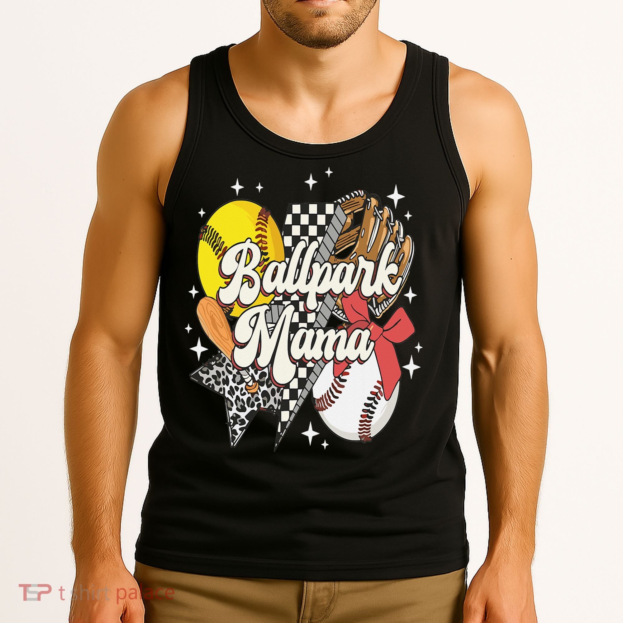 Softball Baseball Mama Game Day Ballpark Mama Mothers Day Tank Top