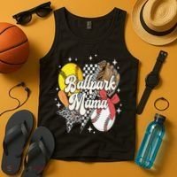 Softball Baseball Mama Game Day Ballpark Mama Mothers Day Tank Top thumb 4