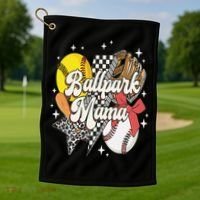 Softball Baseball Mama Game Day Ballpark Mama Mothers Day Golf Towel thumb 1