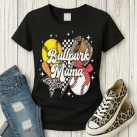 Softball Baseball Mama Game Day Ballpark Mama Mothers Day Women's T-Shirt thumb 3