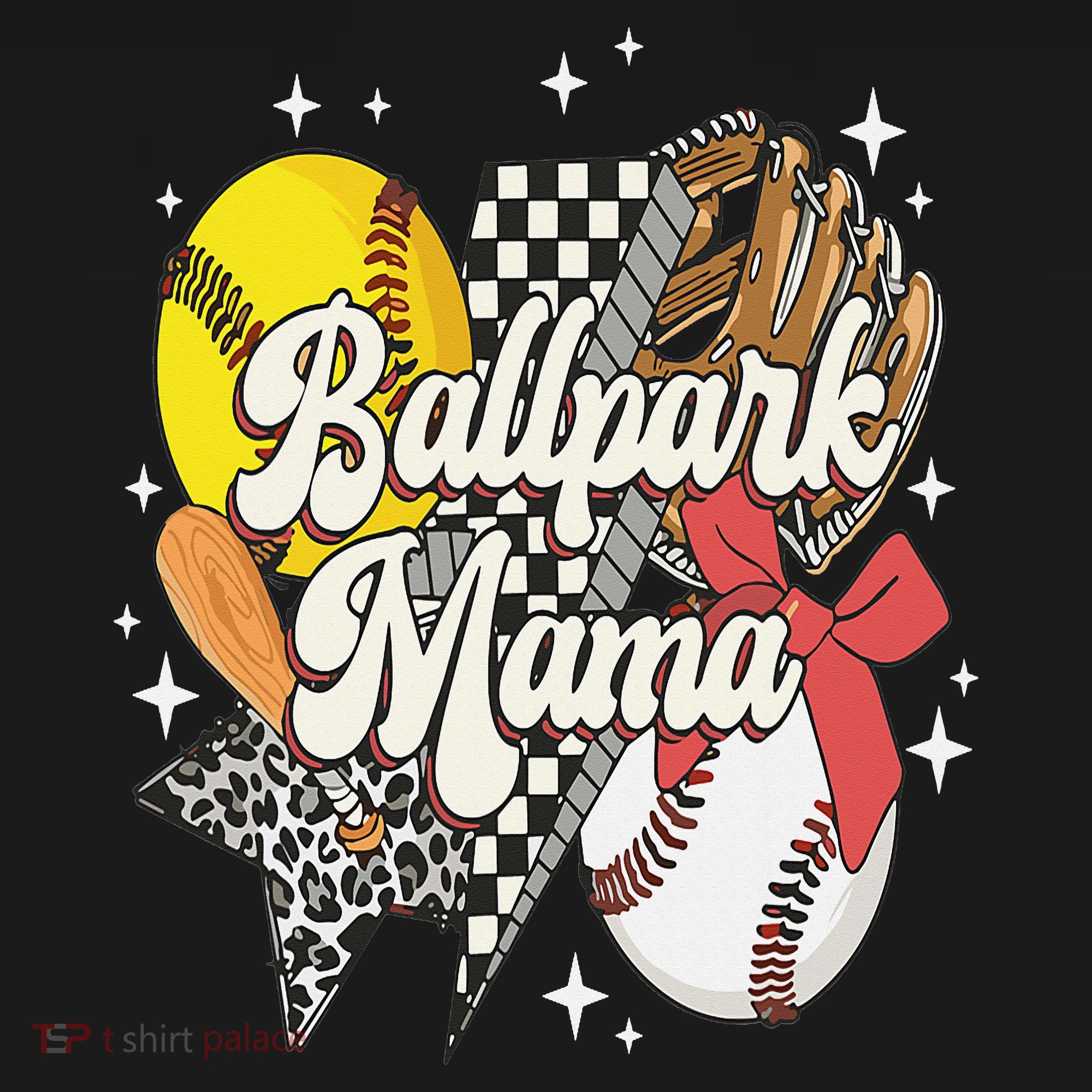 Softball Baseball Mama Game Day Ballpark Mama Mothers Day Women's T-Shirt