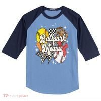 Softball Baseball Mama Game Day Ballpark Mama Mothers Day Raglan Baseball Sleeve Shirt thumb 0