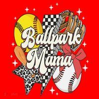 Softball Baseball Mama Game Day Ballpark Mama Mothers Day Santa Hat thumb 1