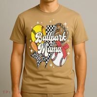 Softball Baseball Mama Game Day Ballpark Mama Mothers Day T-Shirt thumb 3