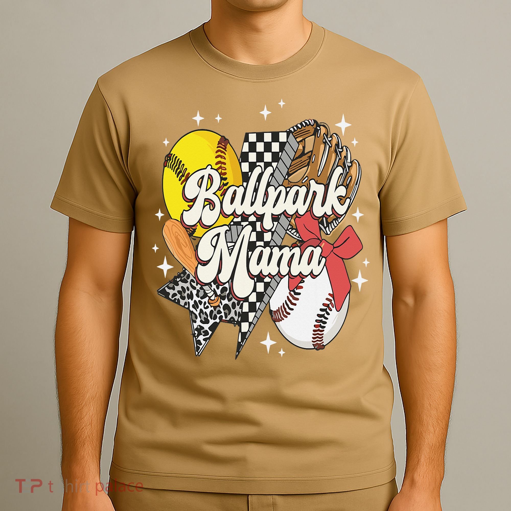 Softball Baseball Mama Game Day Ballpark Mama Mothers Day T-Shirt