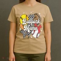 Softball Baseball Mama Game Day Ballpark Mama Mothers Day T-Shirt thumb 4