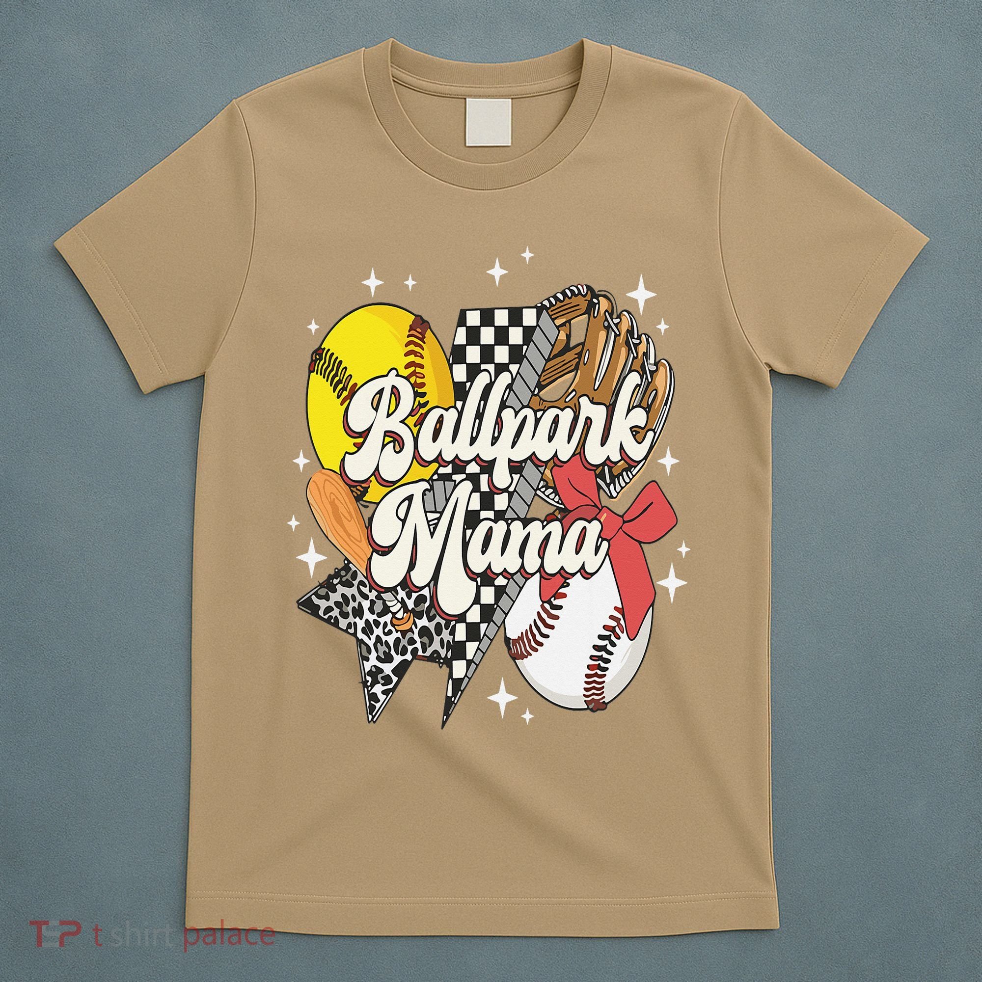 Softball Baseball Mama Game Day Ballpark Mama Mothers Day T-Shirt