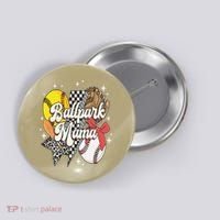 Softball Baseball Mama Game Day Ballpark Mama Mothers Day Button thumb 0