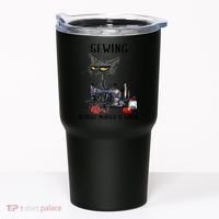 Sewing Because Murder Is Wrong Funny Cat Tumbler thumb 0