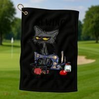 Sewing Because Murder Is Wrong Funny Cat Golf Towel thumb 1