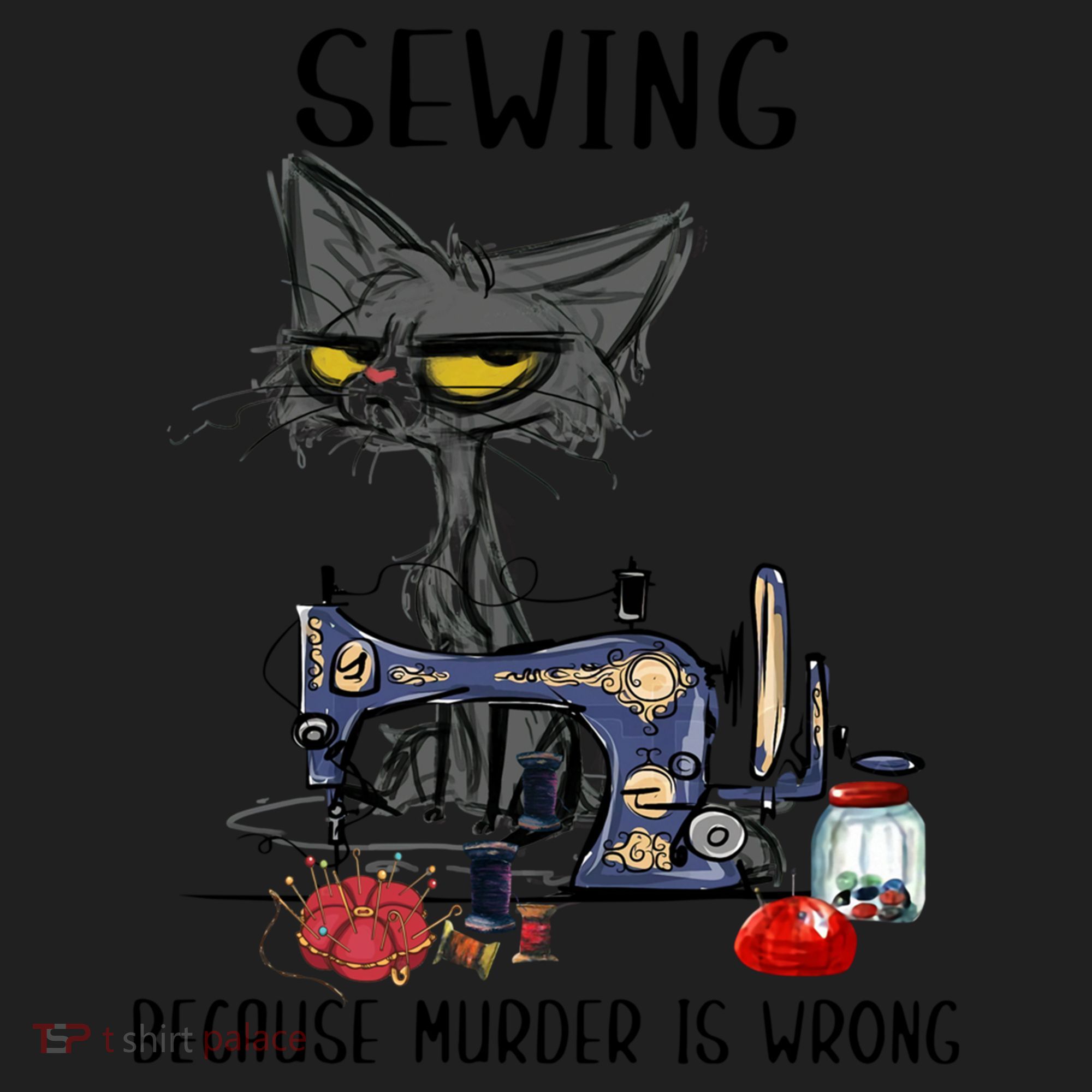 Sewing Because Murder Is Wrong Funny Cat Golf Towel