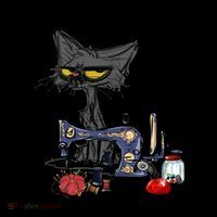 Sewing Because Murder Is Wrong Funny Cat Kids T-Shirt thumb 4