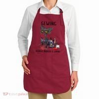 Sewing Because Murder Is Wrong Funny Cat Apron thumb 2