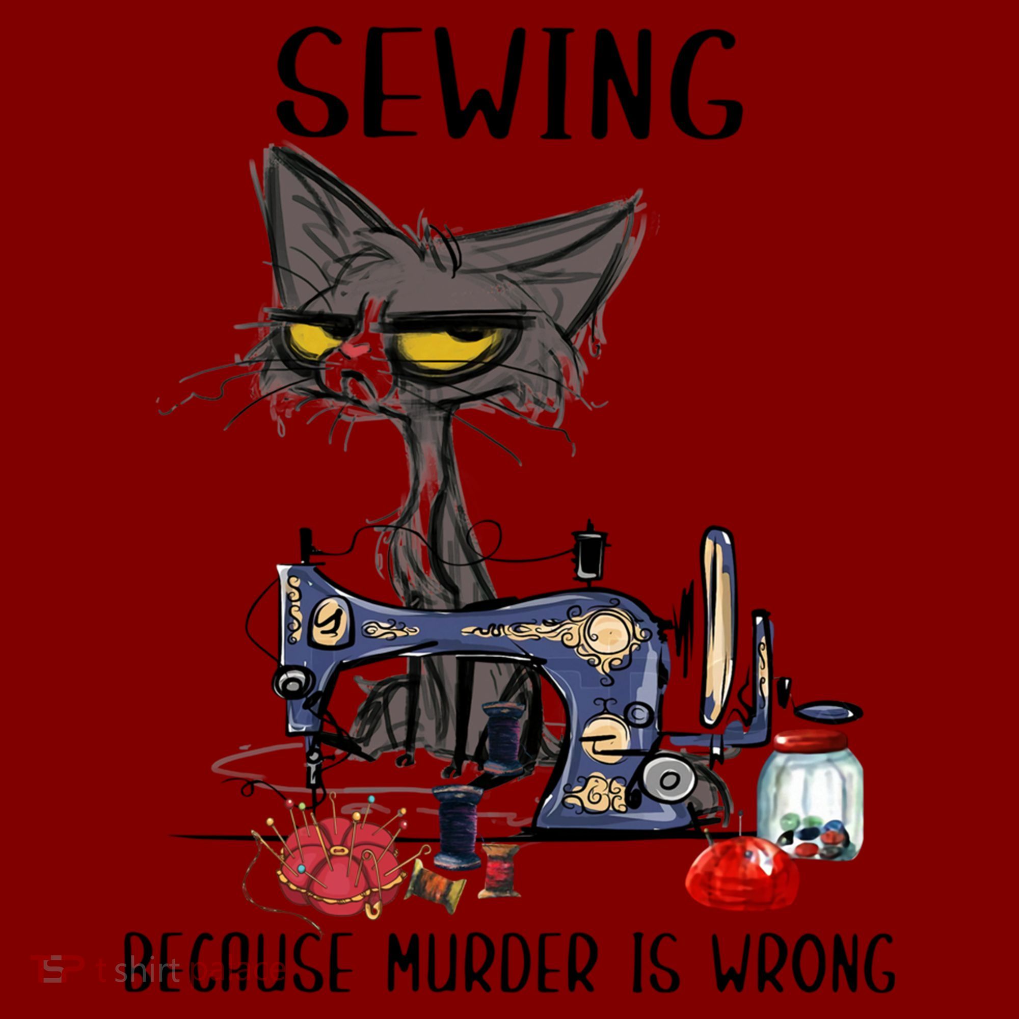 Sewing Because Murder Is Wrong Funny Cat Apron