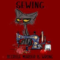 Sewing Because Murder Is Wrong Funny Cat Beanie thumb 2