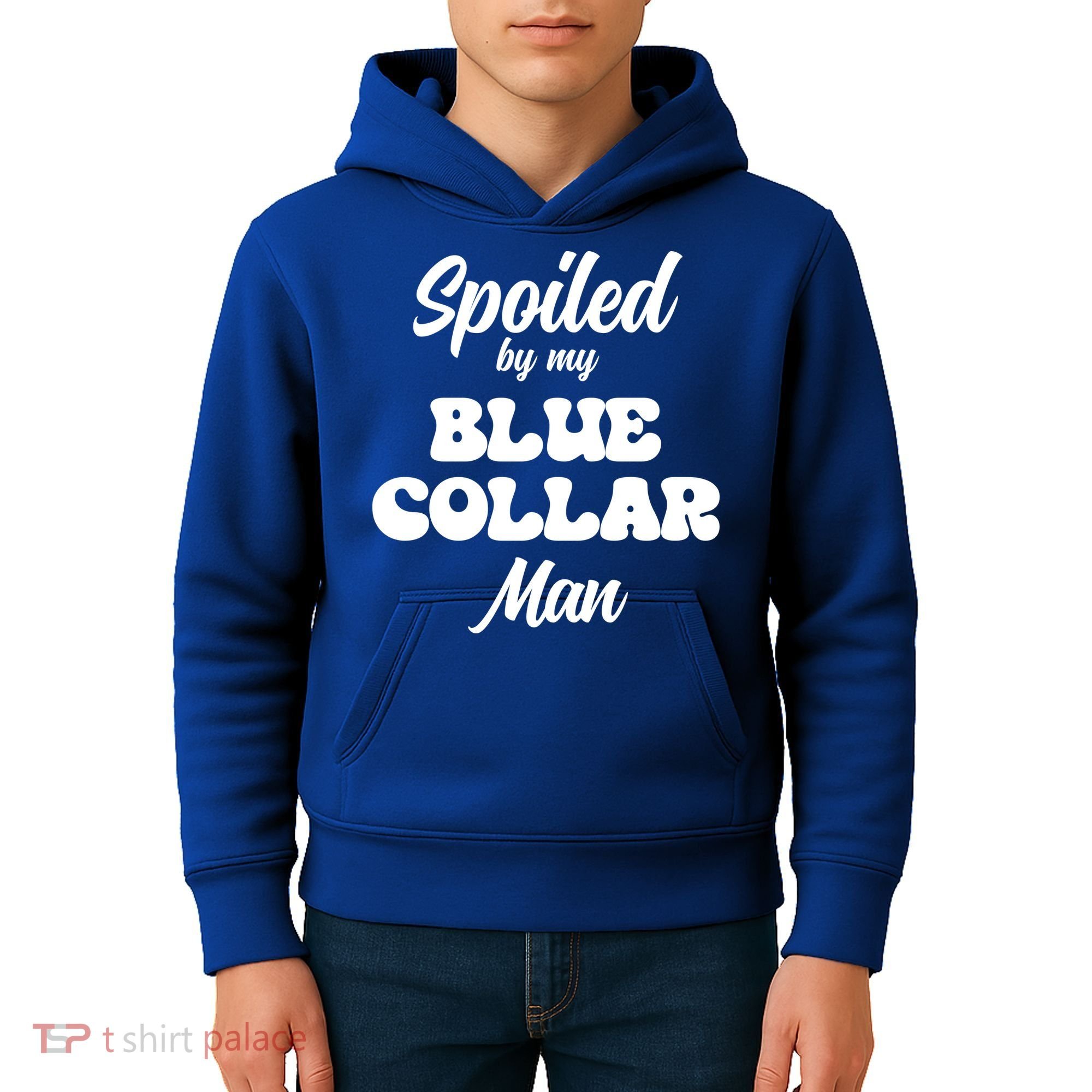 Spoiled By My Blue Collar Man Kids Hoodie