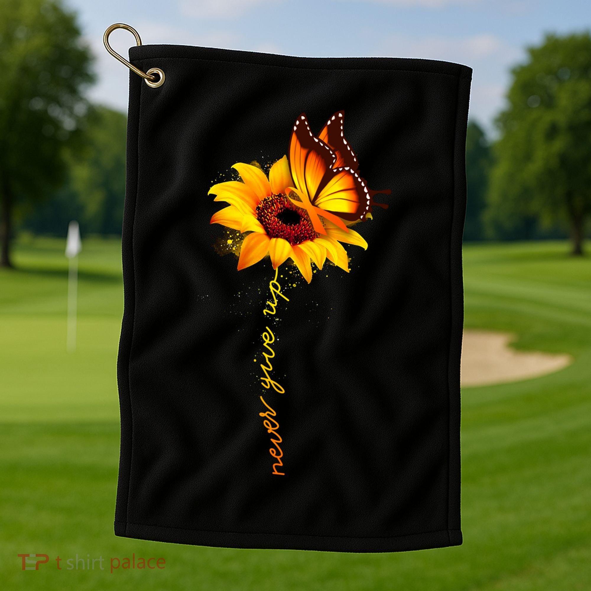 Sunflower Butterfly Multiple Sclerosis Awareness Ms Warrior Gift Golf Towel