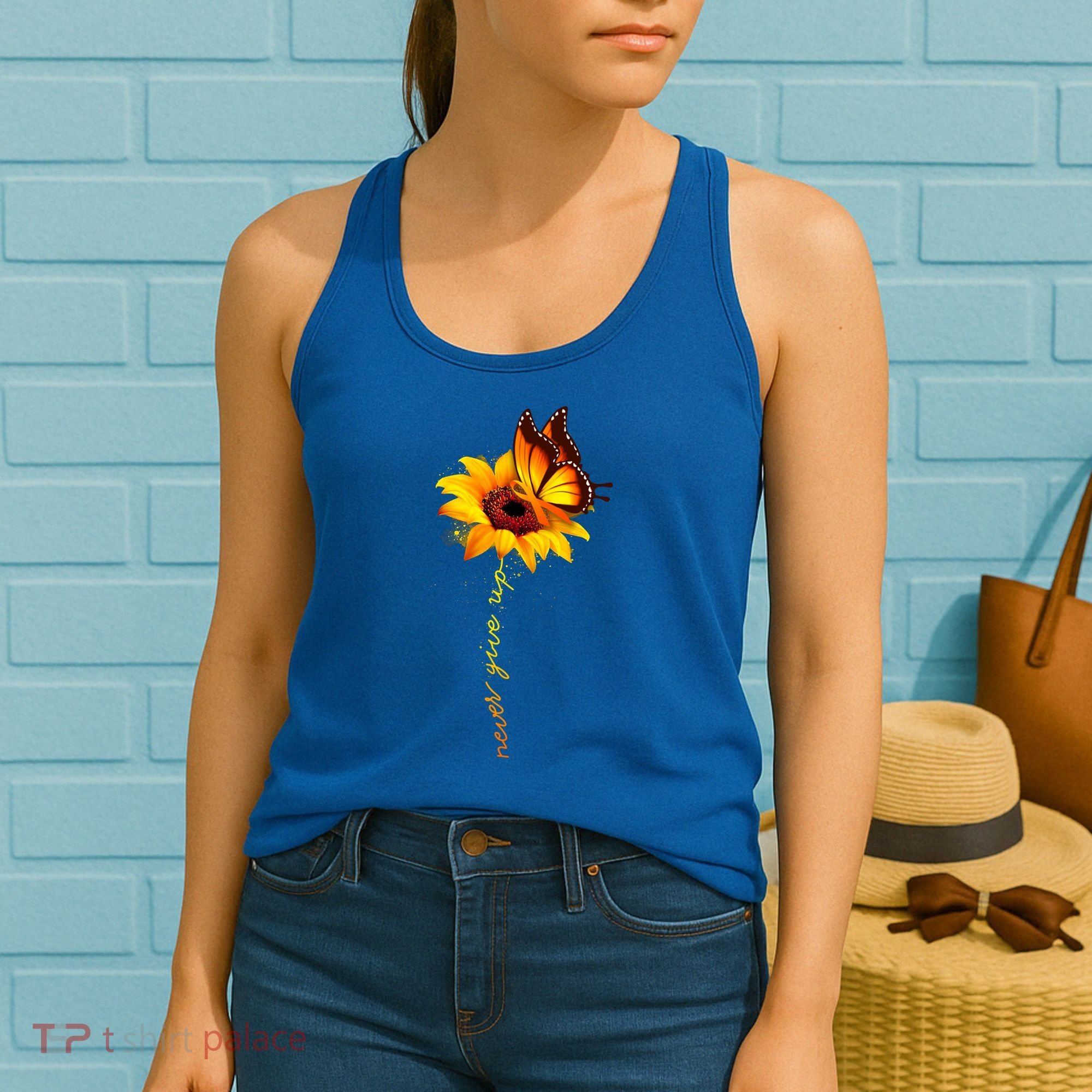 Sunflower Butterfly Multiple Sclerosis Awareness Ms Warrior Gift Women's Tank Top