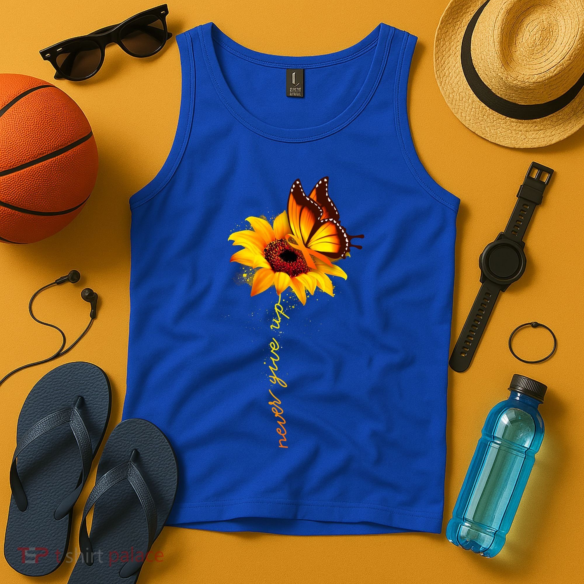 Sunflower Butterfly Multiple Sclerosis Awareness Ms Warrior Gift Tank Top