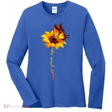 Sunflower Butterfly Multiple Sclerosis Awareness Ms Warrior Gift Women's Long Sleeve Shirt