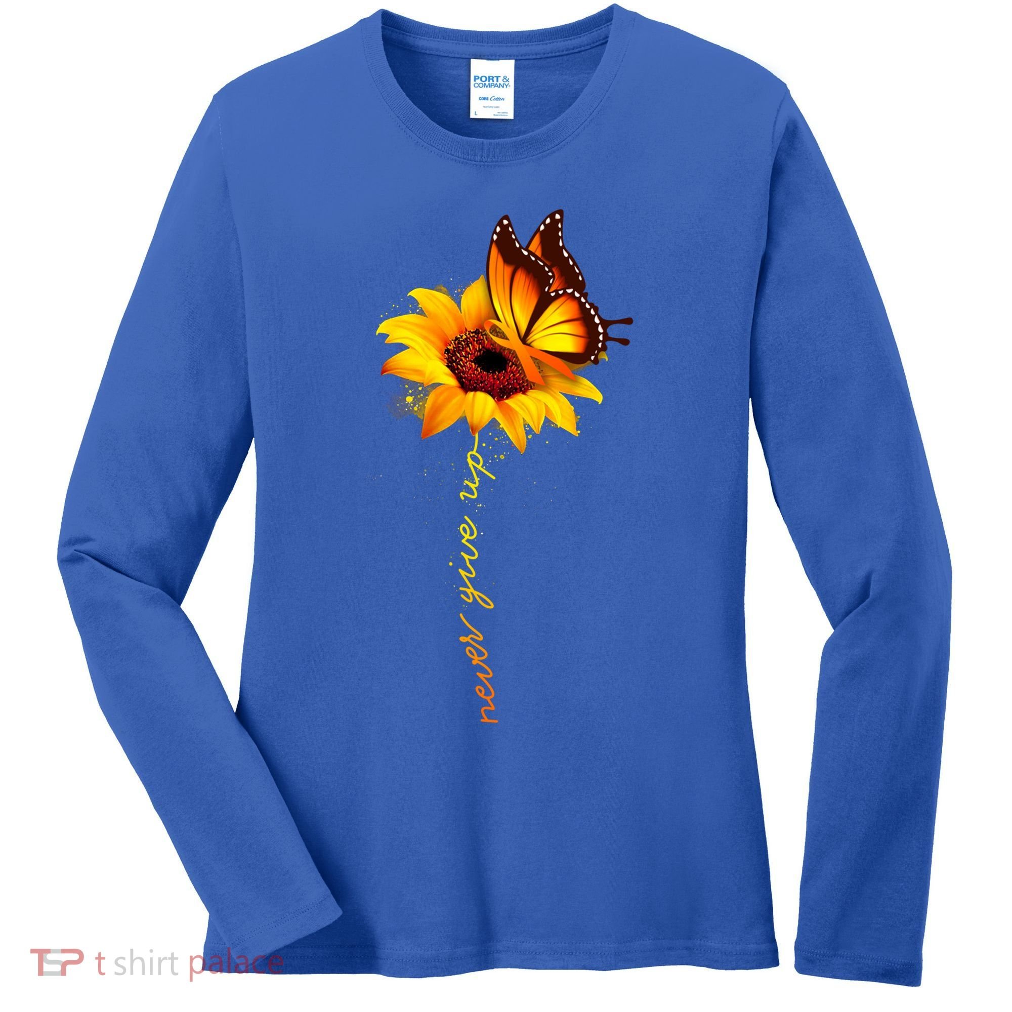 Sunflower Butterfly Multiple Sclerosis Awareness Ms Warrior Gift Women's Long Sleeve Shirt
