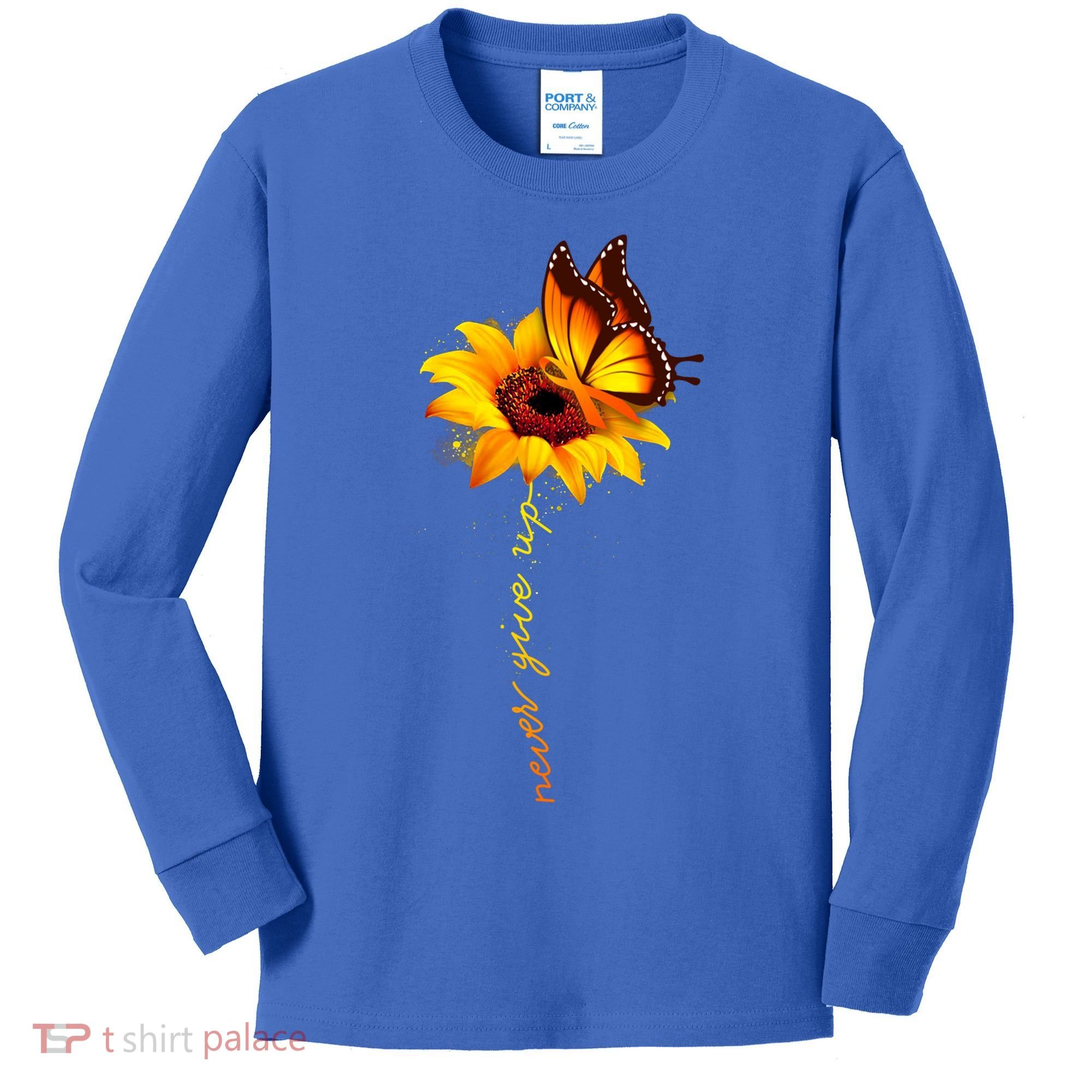 Sunflower Butterfly Multiple Sclerosis Awareness Ms Warrior Gift Kids Long Sleeve Shirt