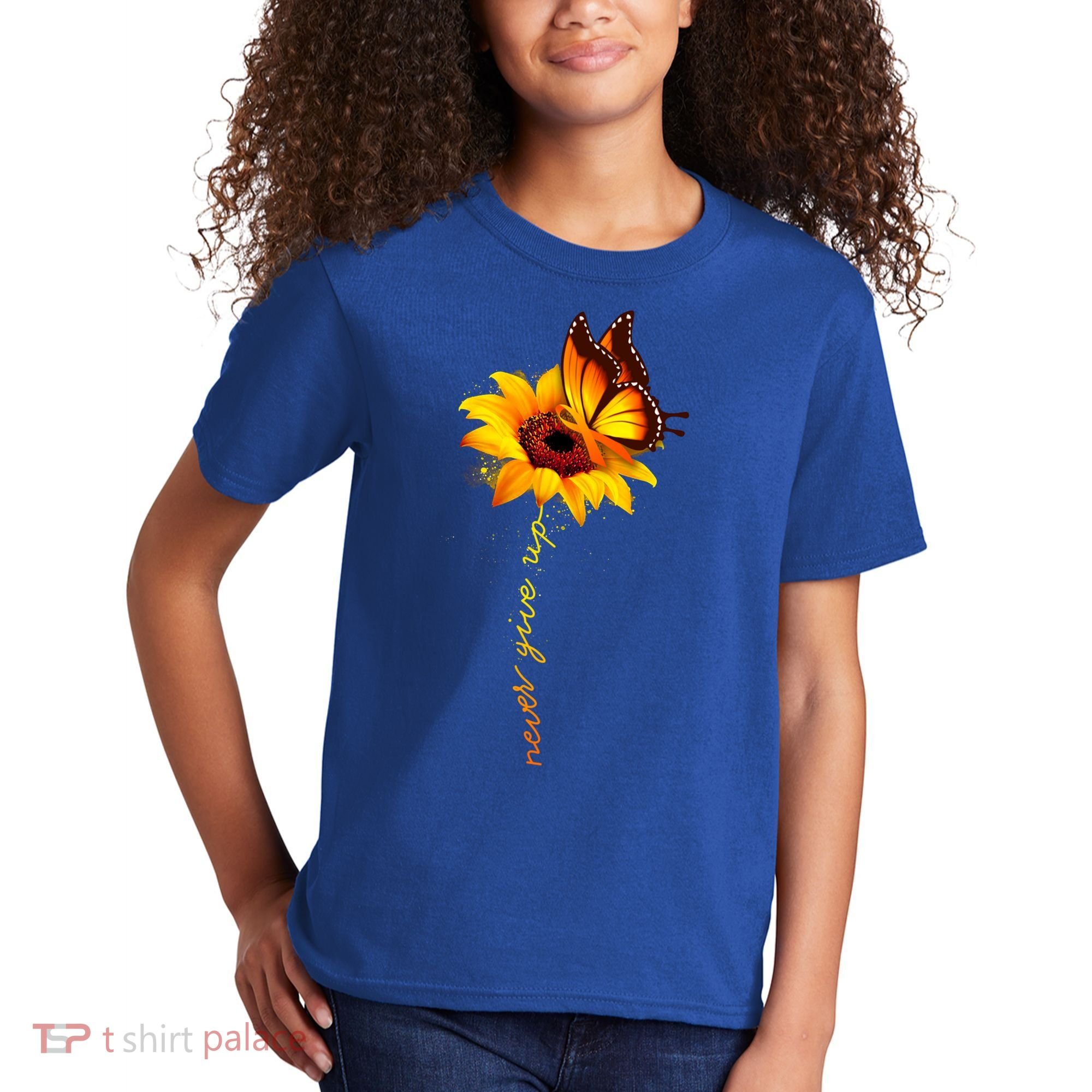 Sunflower Butterfly Multiple Sclerosis Awareness Ms Warrior Gift Kids T-Shirt