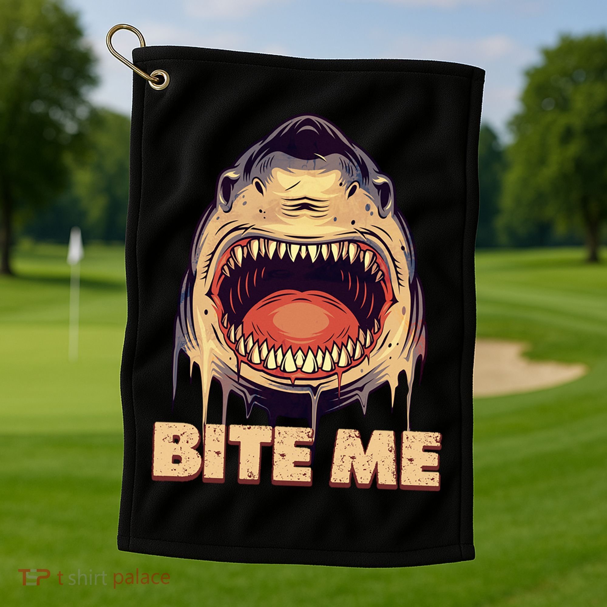 Shark Bite Me Gift Golf Towel