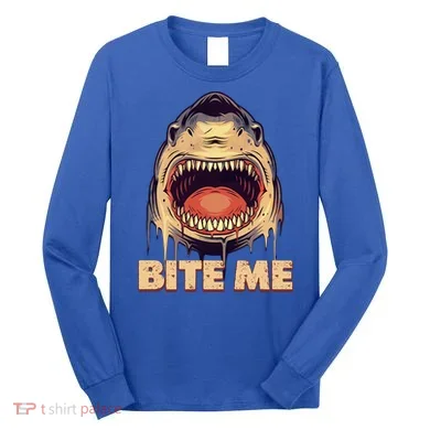 Shark Bite Me Gift Long Sleeve Shirt