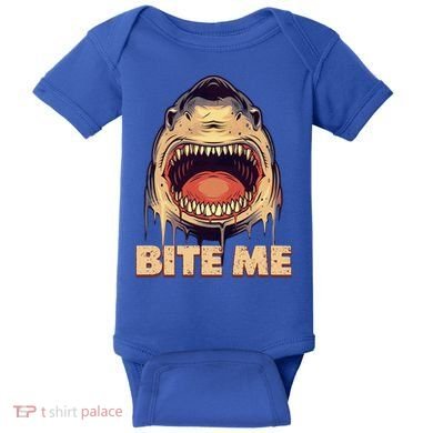 Shark Bite Me Gift Baby Bodysuit