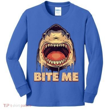 Shark Bite Me Gift Kids Long Sleeve Shirt