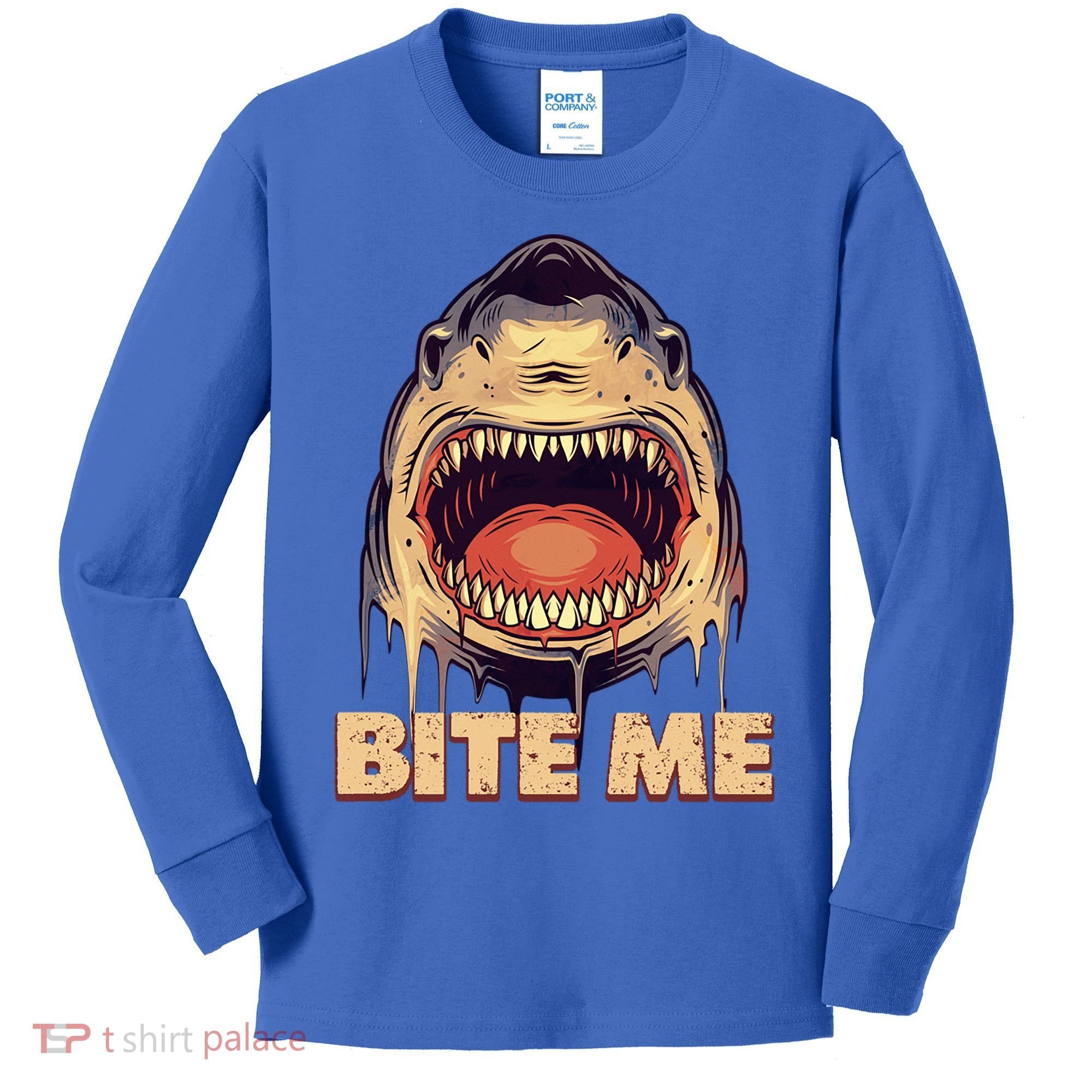 Shark Bite Me Gift Kids Long Sleeve Shirt