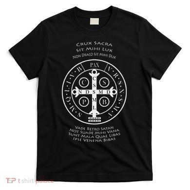 Saint Benedict Medal With Latin Prayer Religious Christian T-Shirt