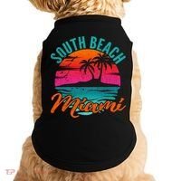 South Beach Miami Florida Sunset Vacation Distressed Grunge Cool Gift Doggie Tank thumb 0