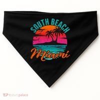 South Beach Miami Florida Sunset Vacation Distressed Grunge Cool Gift USA-Made Doggie Bandana thumb 0