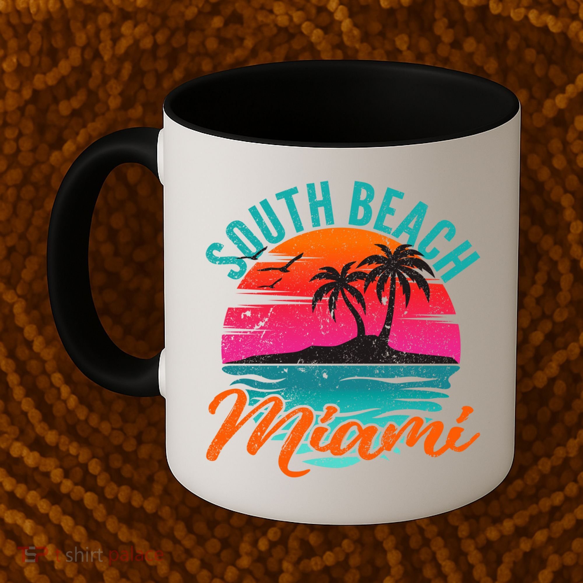 South Beach Miami Florida Sunset Vacation Distressed Grunge Cool Gift Coffee Mug