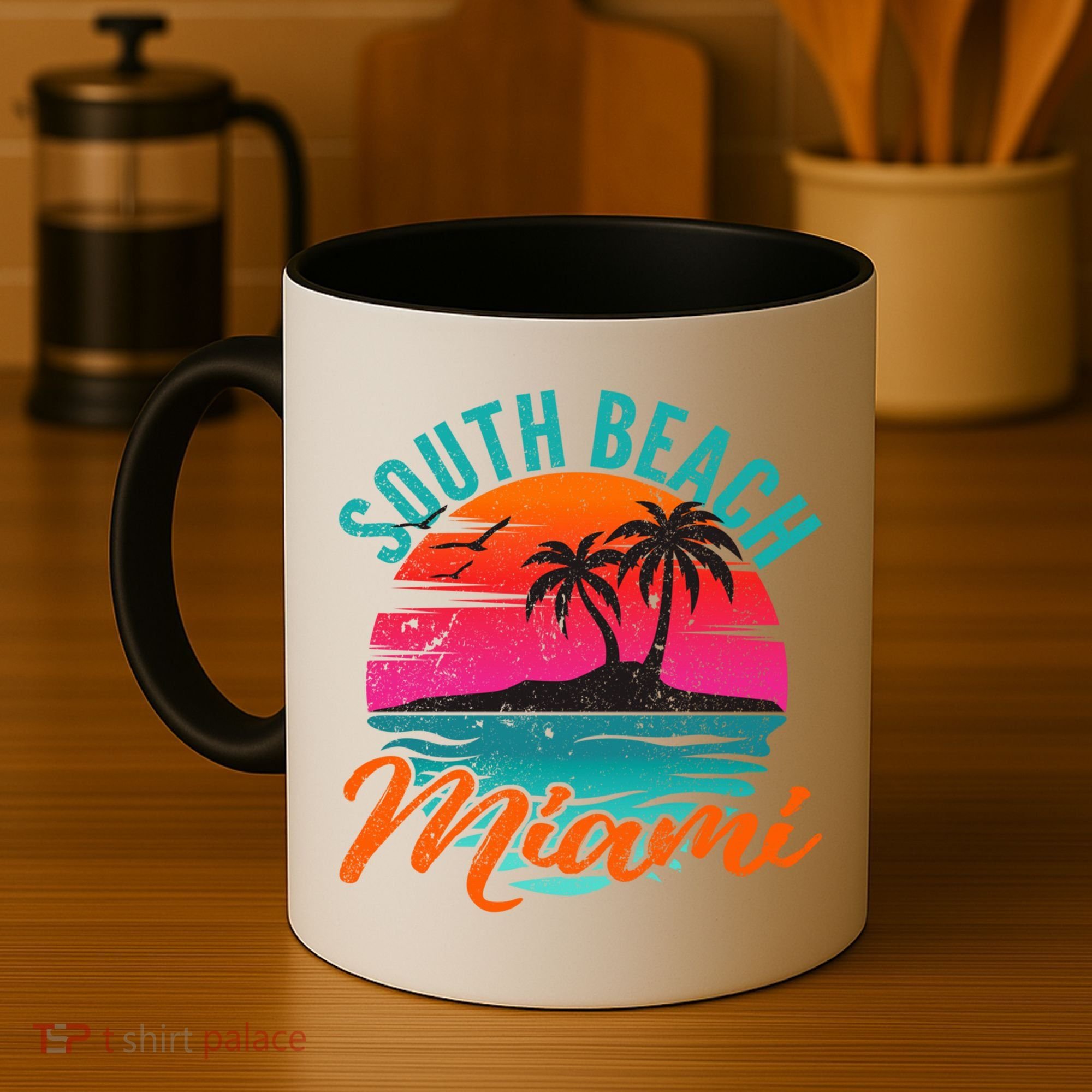 South Beach Miami Florida Sunset Vacation Distressed Grunge Cool Gift Coffee Mug