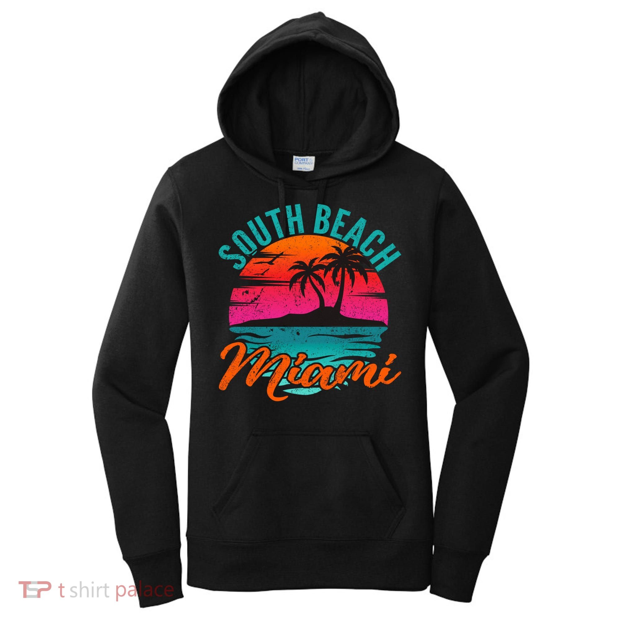 South Beach Miami Florida Sunset Vacation Distressed Grunge Cool Gift Women's Hoodie